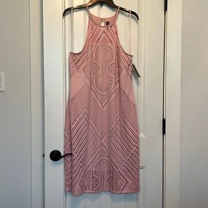 Bold Elements Geo patterned Blush Pink Midi Dress